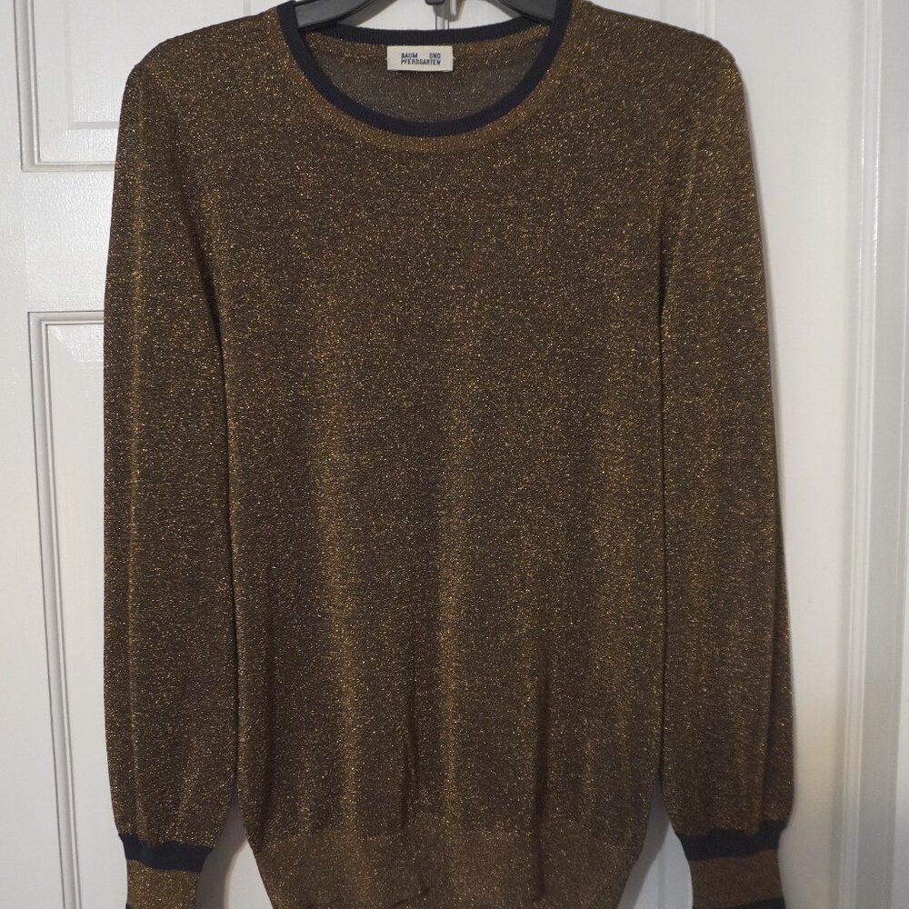 Baum und Pferdgarten Dark Gold Sparkly Sweater with Ruffled Wrist Sz M